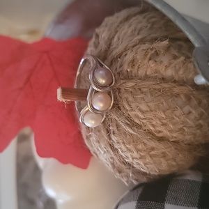 Estate 3 pearl ring 925 Sterling sZ 8